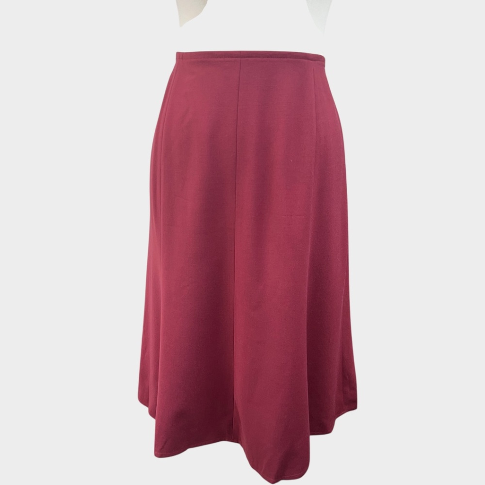 Eileen Fisher Skirt Small Red Wool Blend A-Line Twill Knee Length  Zip‎ Stretch